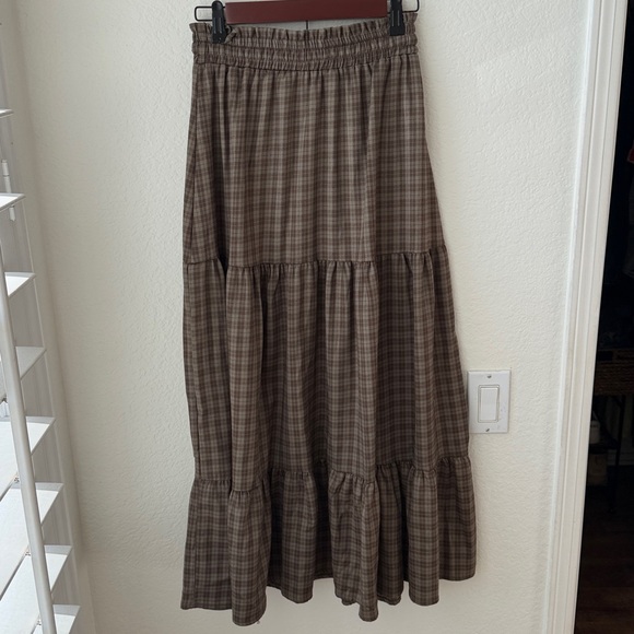 Cider Checkered Brown Maxi Skirt - Picture 3 of 3